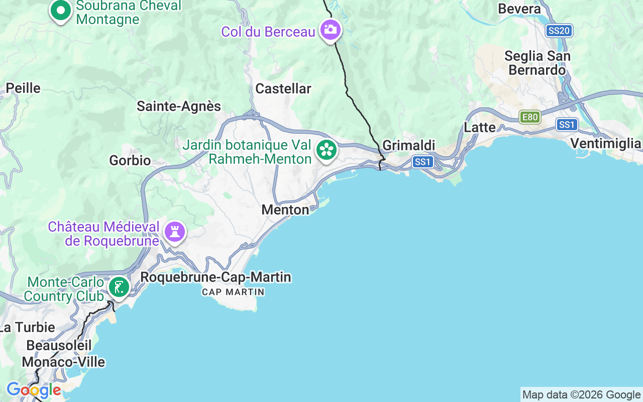 Localização do(a) Iate a motor: 06500 Menton, França