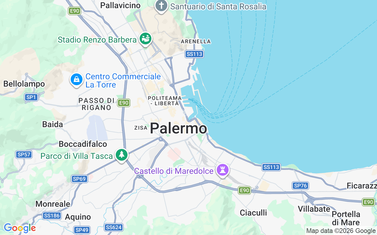Localização do(a) Lancha: Porto Della Cala, Palermo