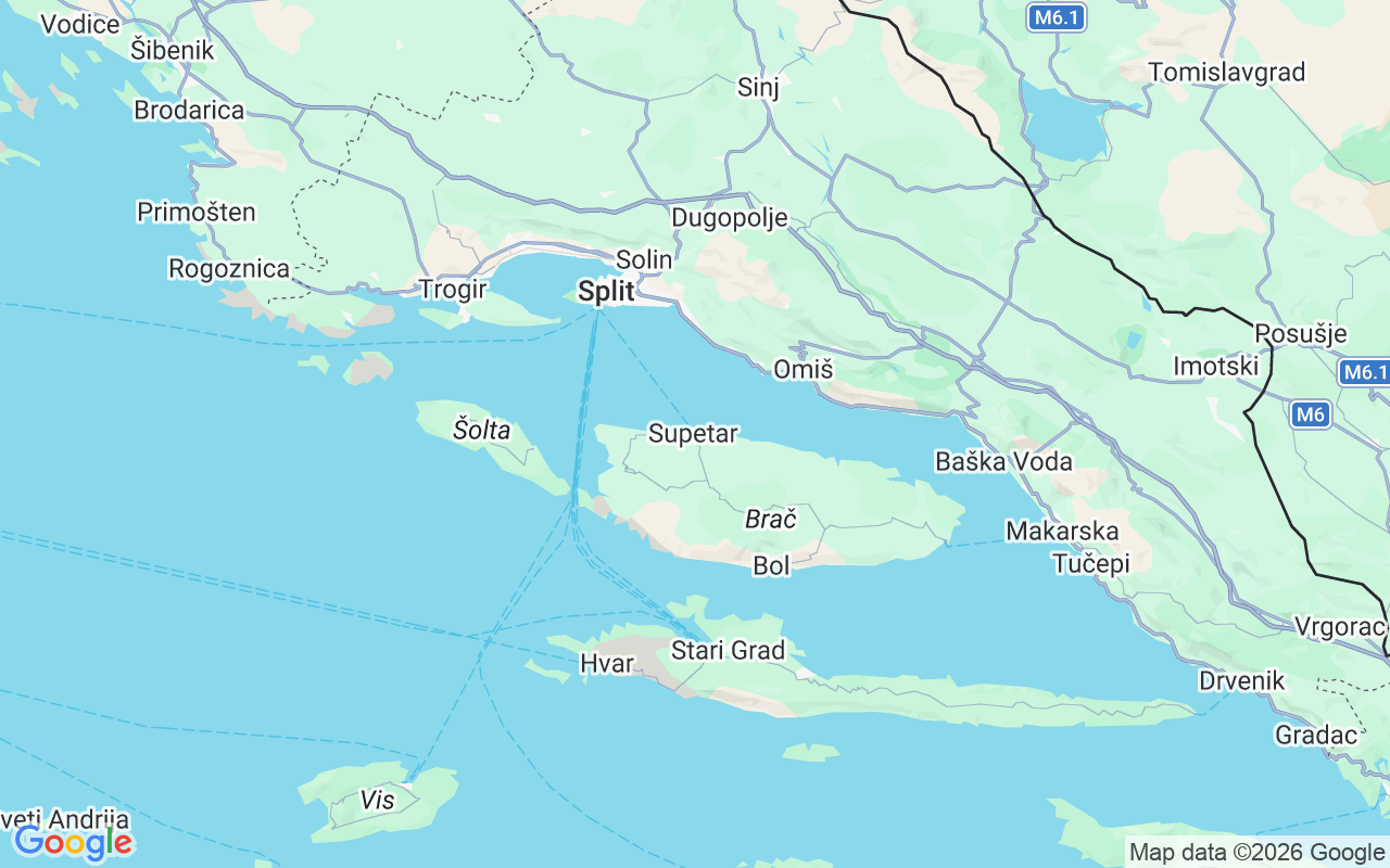 Location of the RIB: Supetar,Mirca,Sutian,Splitska,Postira,Pucisca,Milna,Bobovisca, Supetar