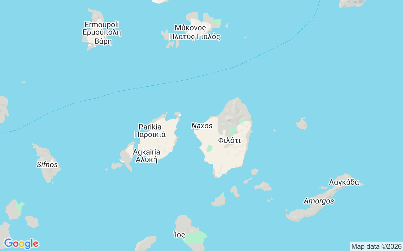 De locatie van RIB: Χώρα, Naxos