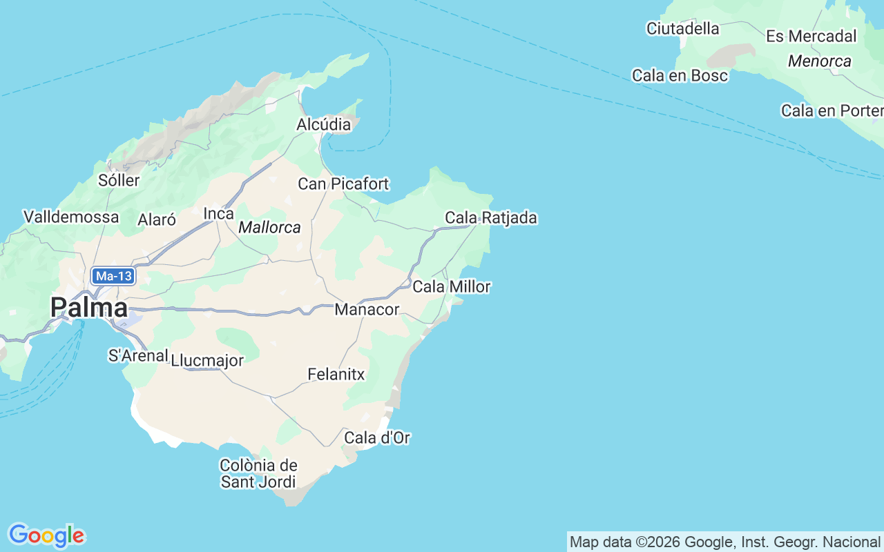 Location of the Jet ski: Cala Bona, Mallorca, 07550 Son Servera