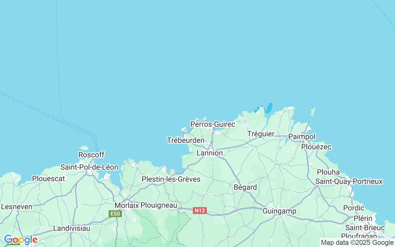 De locatie van RIB: Coz Pors, Trégastel