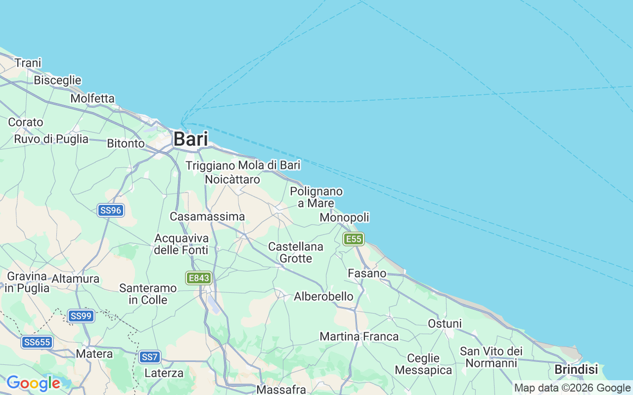 De locatie van Motorboot: Cala Ponte, 70044 Polignano A Mare