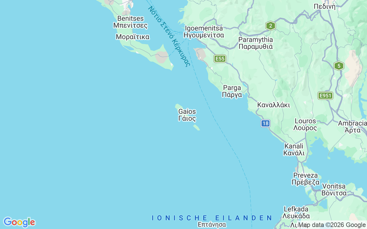 De locatie van RIB: Lakka Paxi, Paxi