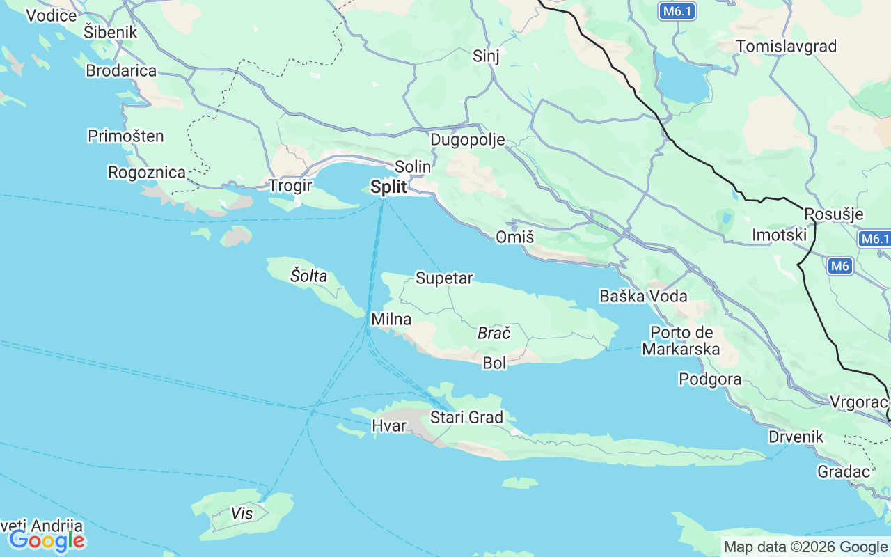 Localização do(a) Semi Rígido: Supetar,Sutivan,Postira,Splitska,Mirca, Supetar