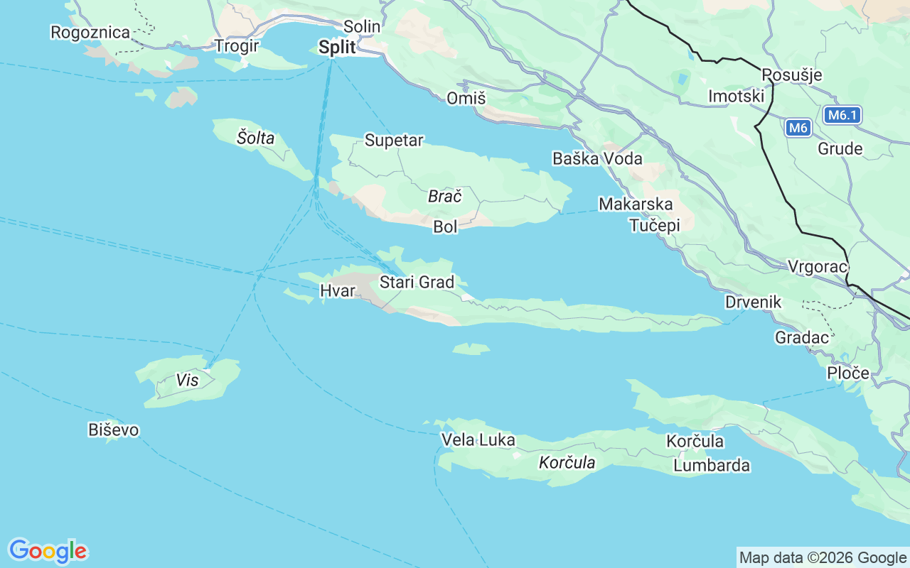 De locatie van RIB: Vrboska, Kroatië