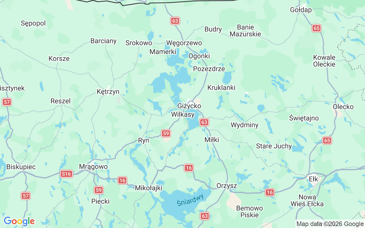 De locatie van Motorboot: Hotel Tajty, 11-500 Wilkasy