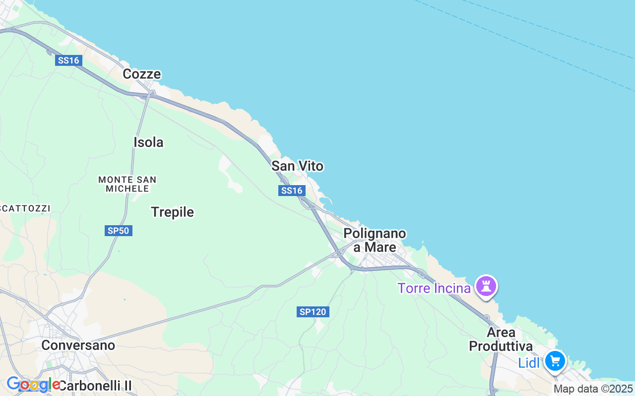 Ubicación Lancha: Marina De Calaponte, 70044 Polignano A Mare