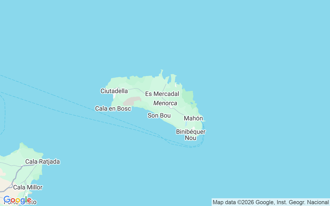 De locatie van RIB: Mahón, Minorca