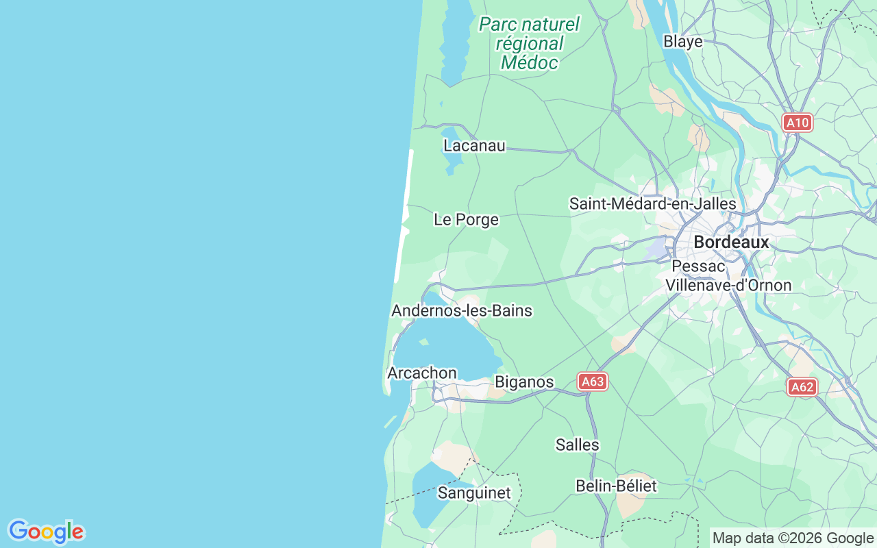 Emplacement du Semi-rigide: Grand Piquey, Cap Ferret