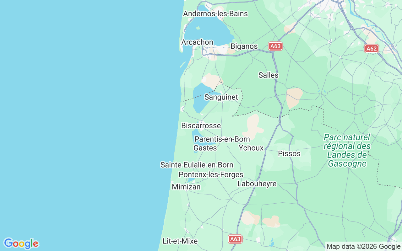 De locatie van RIB: Ispe, 40600 Biscarrosse