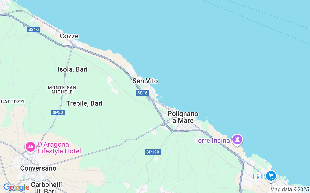 De locatie van Motorboot: Jachthaven Calaponte, 70044 Polignano A Mare