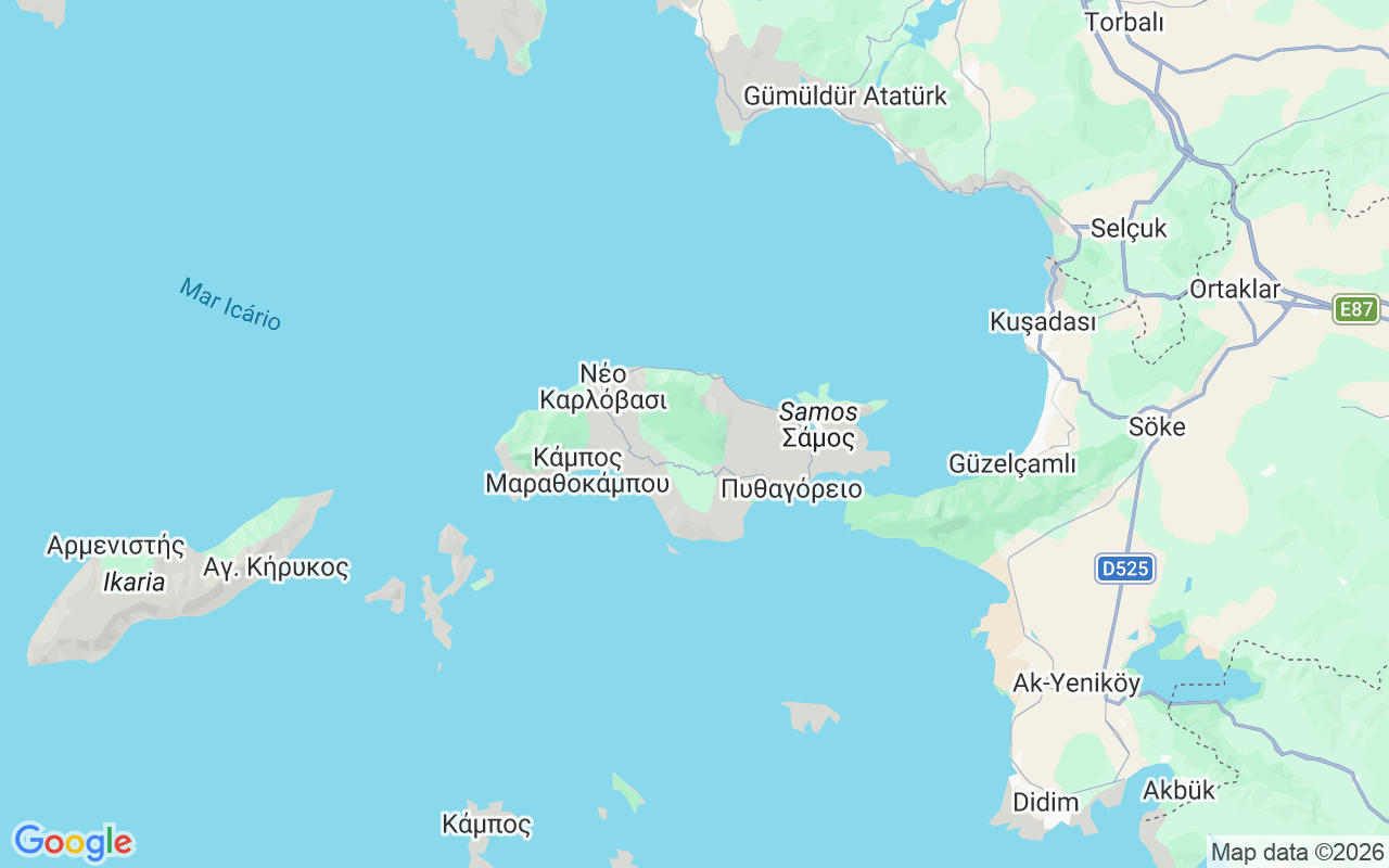 Localização do(a) Iate a motor: Karlovasi,Marathokampos,Vathi,Pythagoreio, Samos