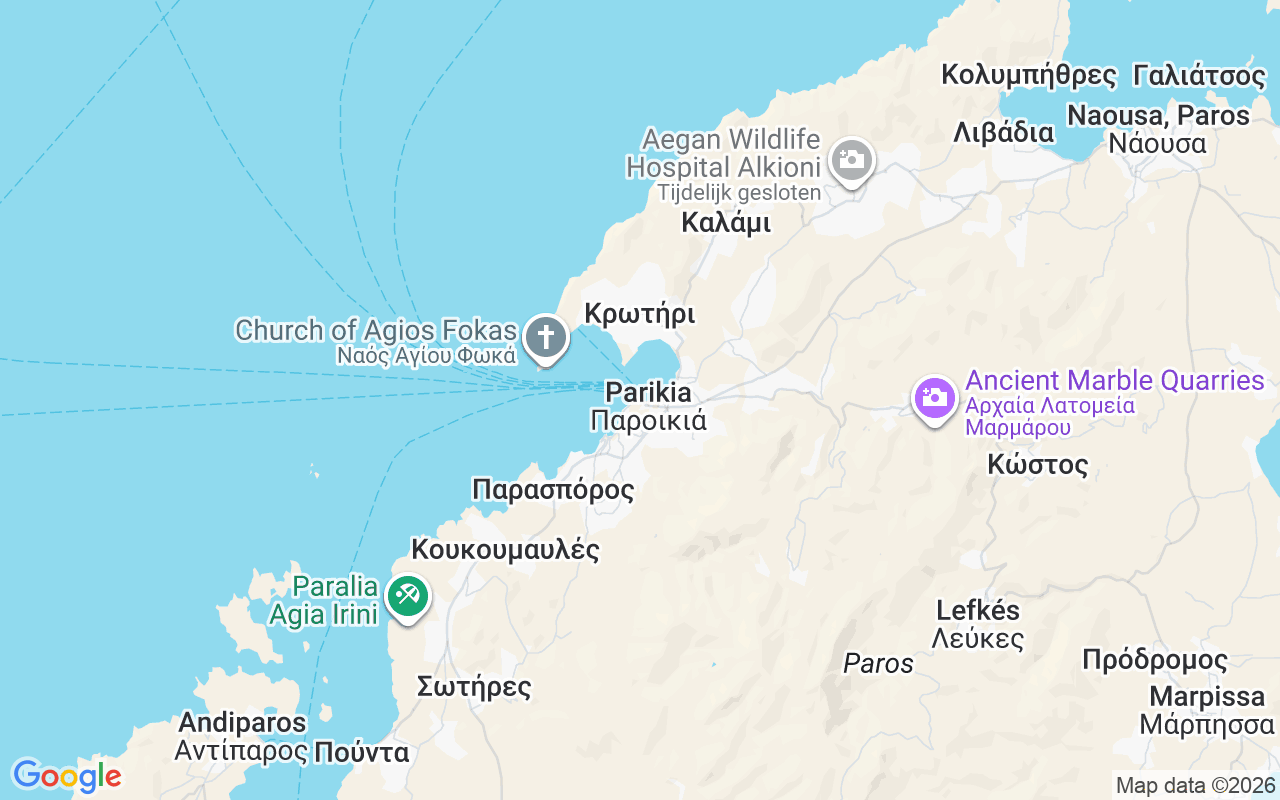 De locatie van RIB: Port Paroikia, Parikia 844 00