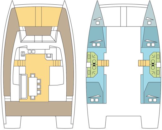 Catamaran Bali - Catana Bali 4.3 Plattegrond van de boot