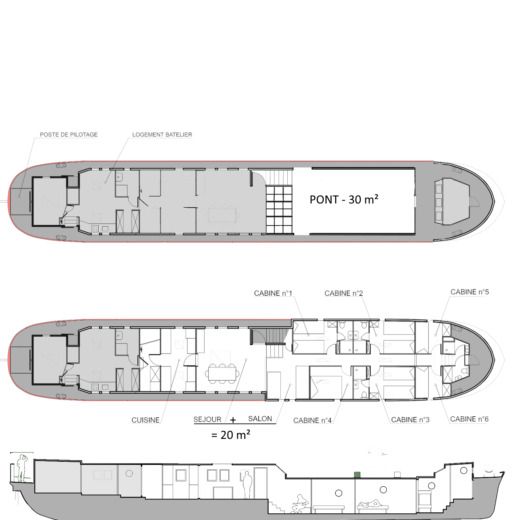 Houseboat Gîte Croisière boat plan