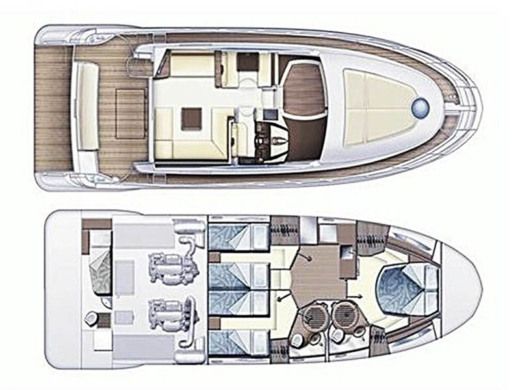 Motorboat  Azimut 47 Fly Planimetria della barca