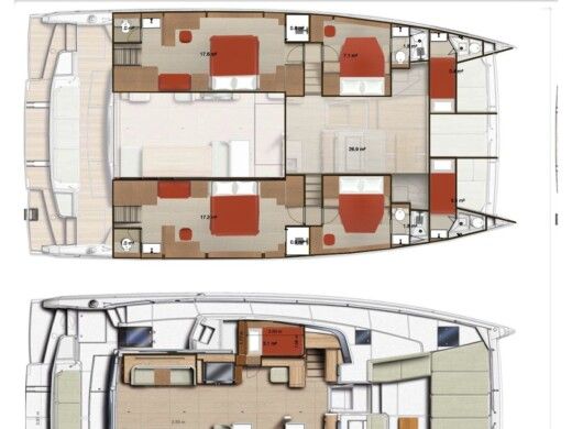 Catamaran  Bali 5.8 Plattegrond van de boot