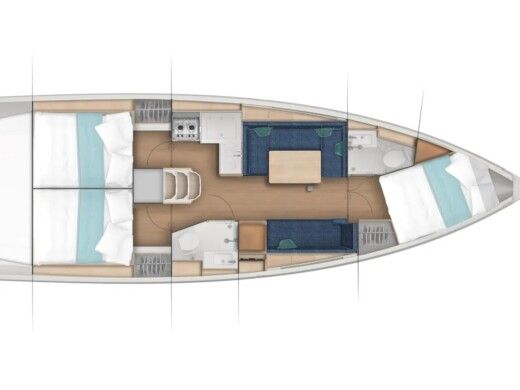 Sailboat  Sun Odyssey 380 Plattegrond van de boot