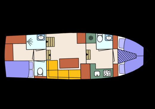 Houseboat Star of Grace Ankertrawler 1100 Plattegrond van de boot