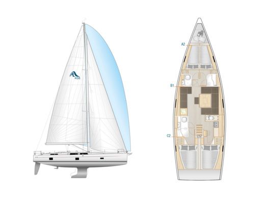 Sailboat HANSE 458 Plattegrond van de boot