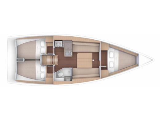 Sailboat  Dufour 360 Plattegrond van de boot