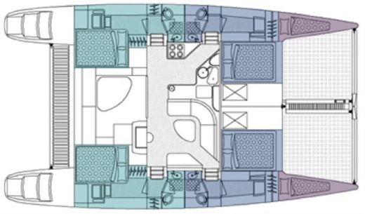 Catamaran OCEAN VOYAGER 440 Plattegrond van de boot