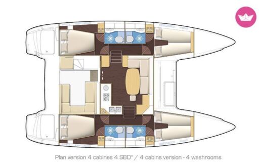 Catamaran Lagoon Lagoon 400 S2 Plattegrond van de boot