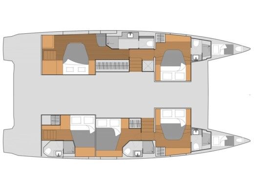 Catamaran  Aura 51 Plattegrond van de boot