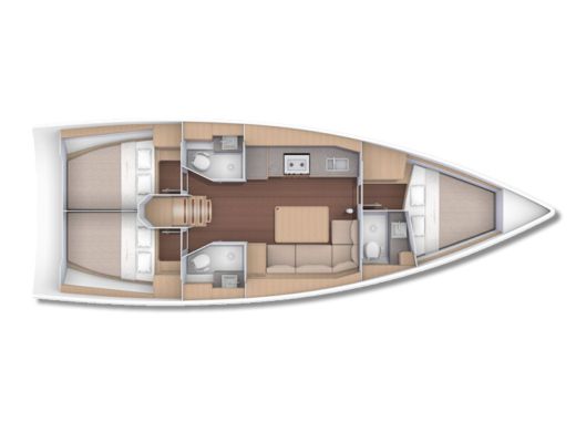 Sailboat Dufour Dufour 390 Grand Large Plattegrond van de boot