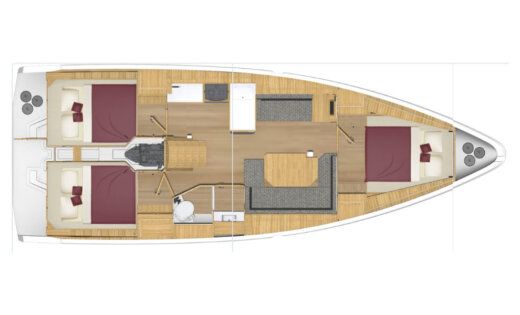 Sailboat  Bavaria C38 Plattegrond van de boot
