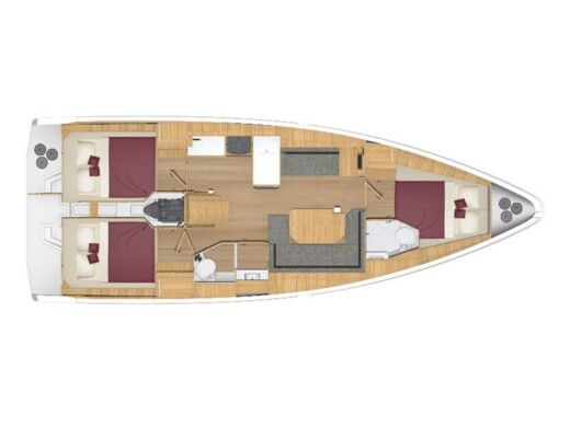 Sailboat  Bavaria C38 /3cab Boat layout