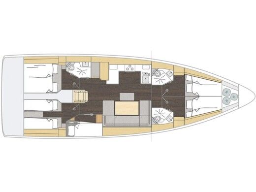 Sailboat  Bavaria C46 Plattegrond van de boot
