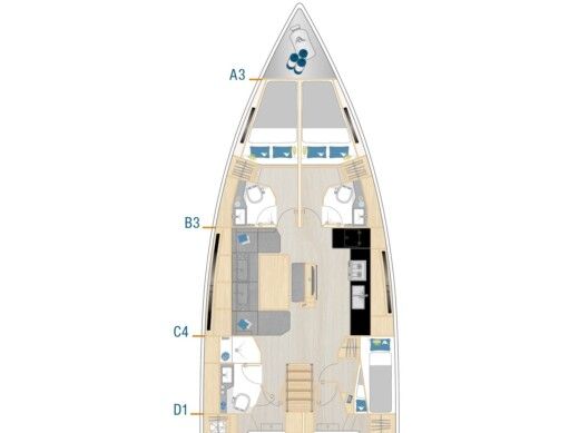 Sailboat  Hanse 460 Boot Grundriss