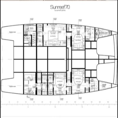Catamaran  Sunreef 70 Plano del barco