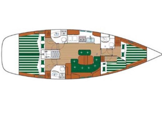 Sailboat Beneteau Oceanis clipper 423 Plattegrond van de boot