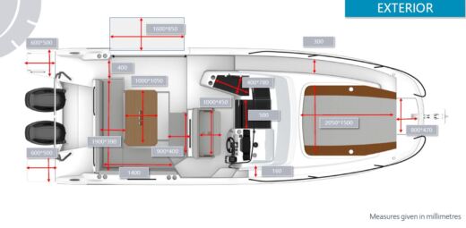 Motorboat Beneteau Flyer 9 Sundeck Boat layout