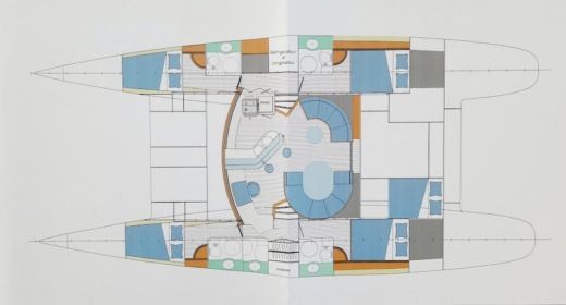 Catamaran FOUNTAINE PAJOT MARQUISES 56 Planimetria della barca