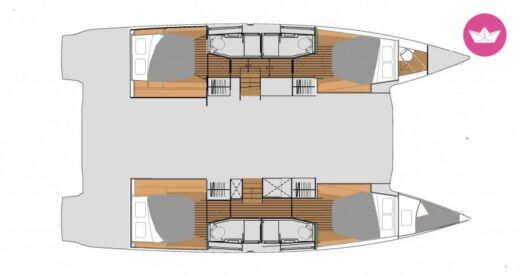 Catamaran Fountaine Pajot elba 45 Plattegrond van de boot