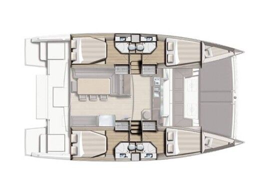 Catamaran  Bali 4.3 Plattegrond van de boot