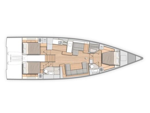 Sailboat Beneteau Oceanis Yacht 54 Plattegrond van de boot