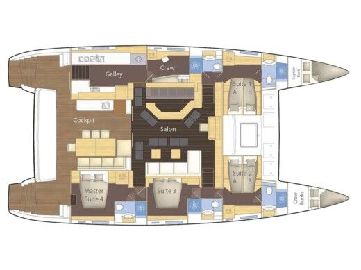Catamaran  Lagoon 620 Plattegrond van de boot