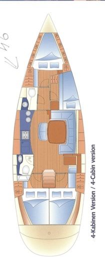 Sailboat BAVARIA 46 C Plattegrond van de boot