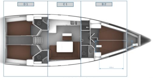Sailboat Bavaria Cruiser 46 Plattegrond van de boot