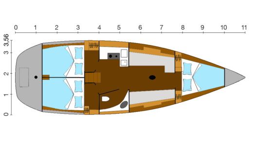 Sailboat Rinaldi sintesi 36 Boot Grundriss