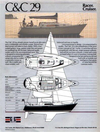 Sailboat C&C C&C 29 Boat design plan