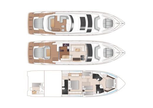 Motor Yacht Princess Yachts Princess S65 Plattegrond van de boot