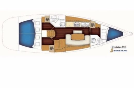 Sailboat Beneteau Cyclades 39.3 Plattegrond van de boot