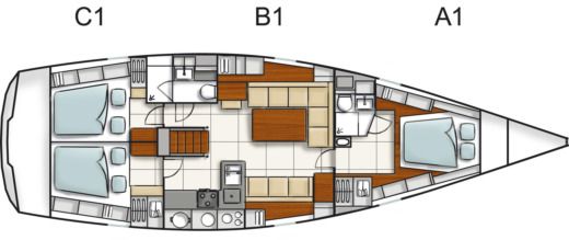 Sailboat Hanse 470  -- 6 Hours Sunset Sailing Trip Boat layout