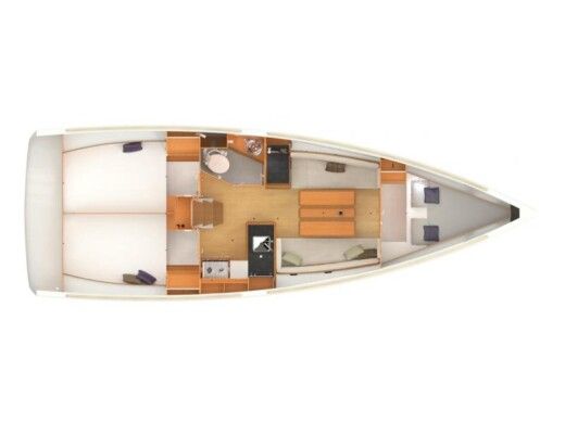Sailboat Jeanneau Sun Odyssey 349 Plattegrond van de boot